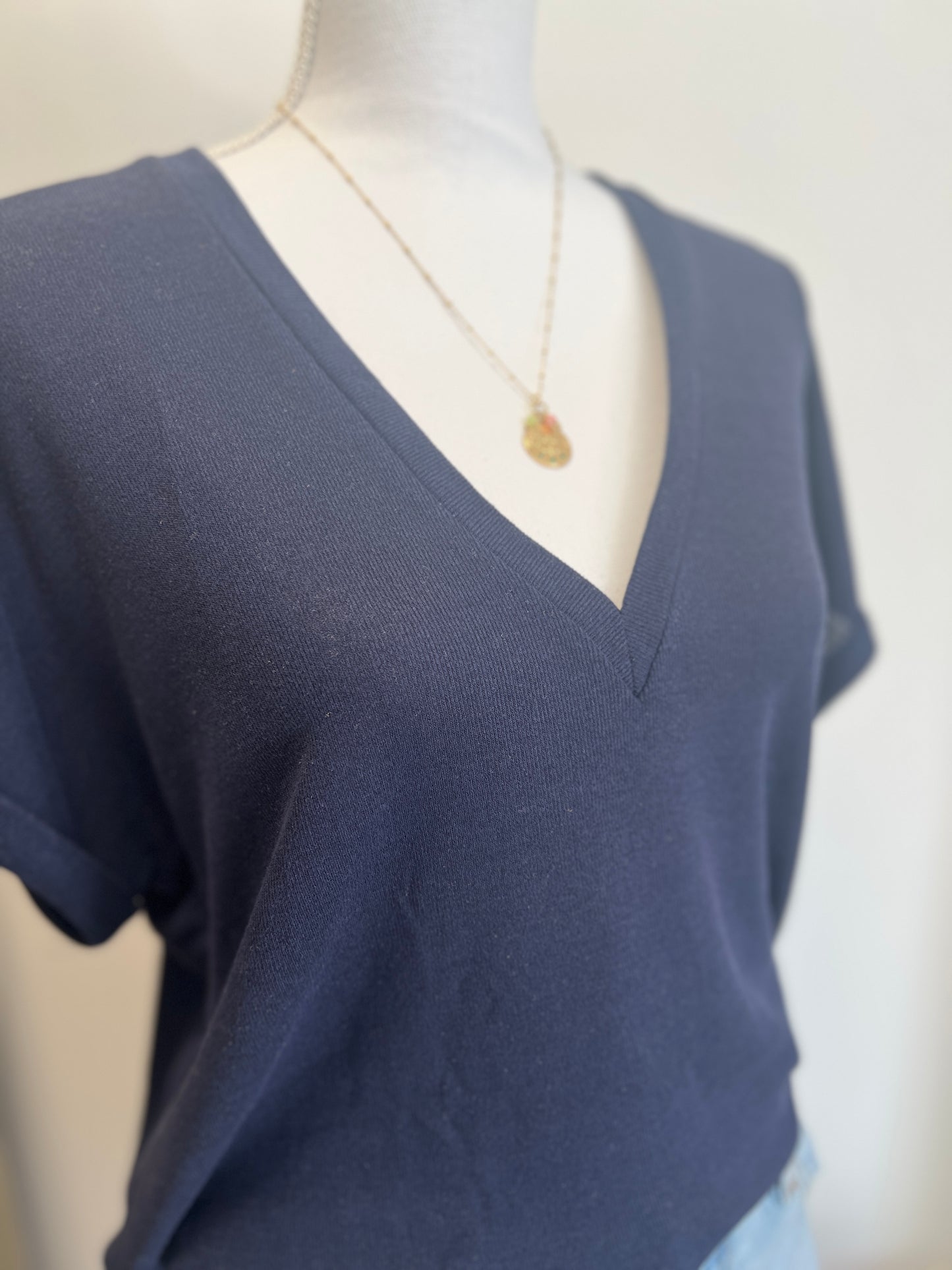 T-SHIRT BIANCA BLEU MARINE