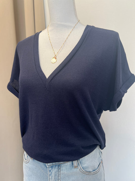 T-SHIRT BIANCA BLEU MARINE